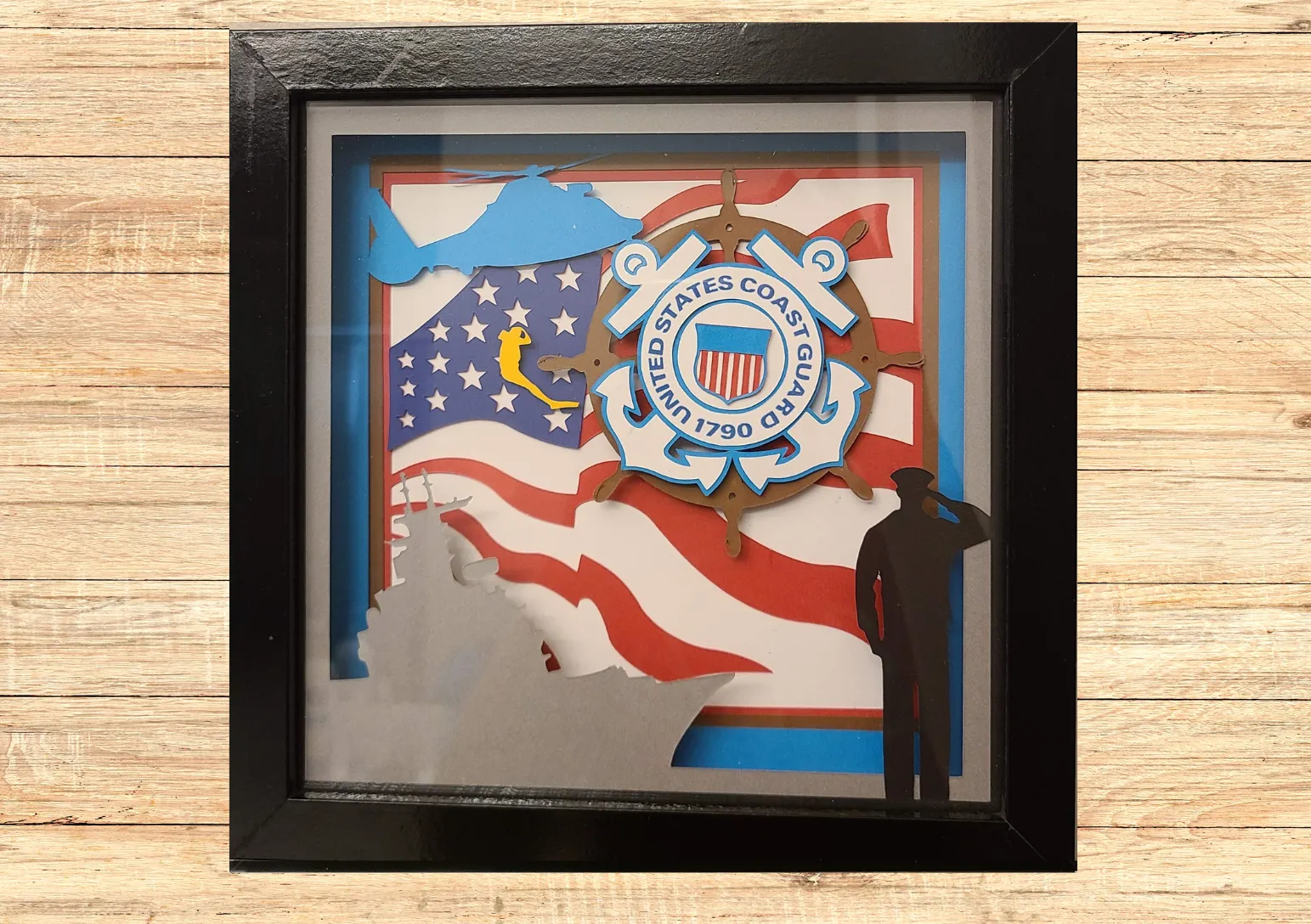 How To Make A Layered Coast Guard Shadow Box with Lights (Tutorial Video!)