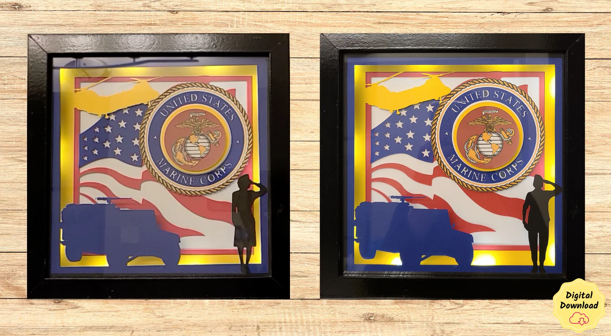 How To Make A Layered Marine Corp Shadow Box for a female Marine (Tutorial Video!)